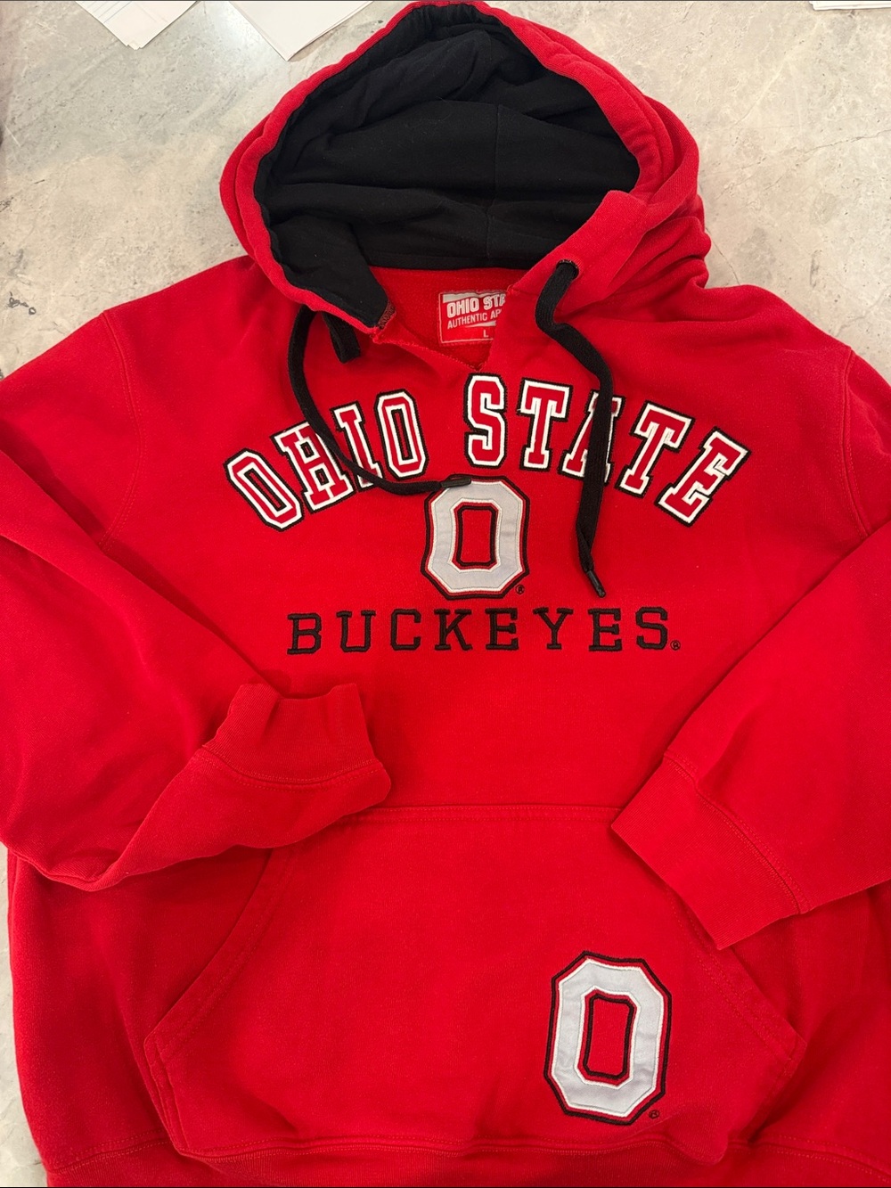 Ohio State Buckeyes Red Pullover Hoodie with Black Lined Hood